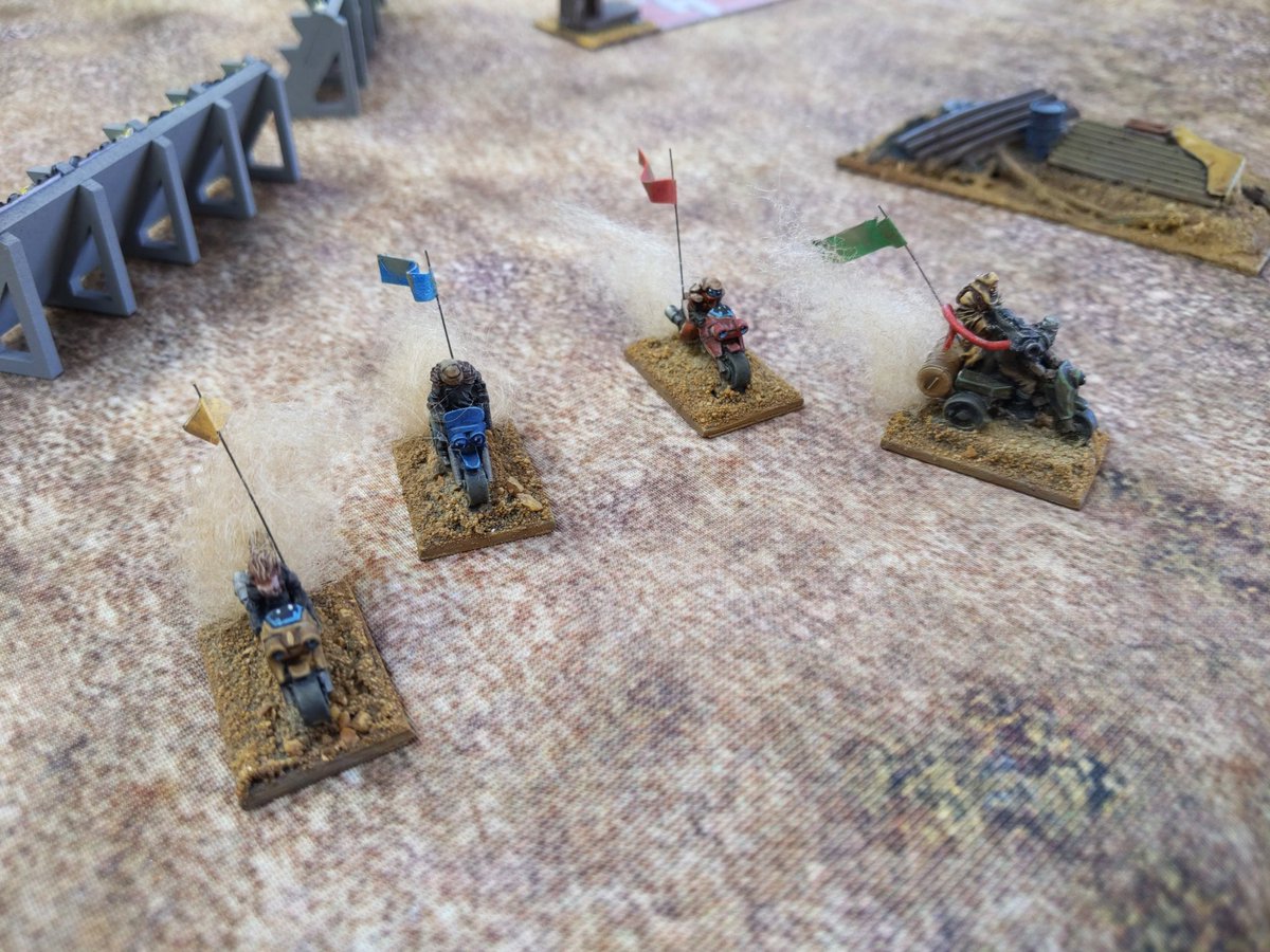 Meet the teams for today's Gaslands race. First up, Idris bikes with plenty of nitro: