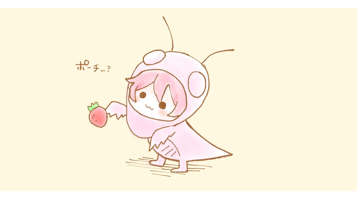 solo food fruit :3 pink hair strawberry chibi  illustration images
