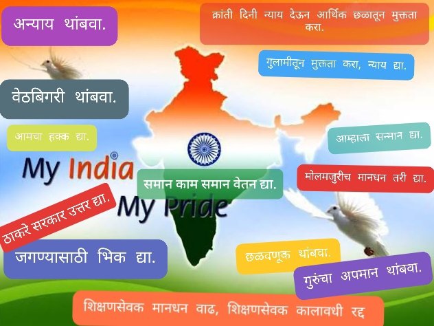 NitinTGawai's tweet photo. काम समान मात्र वेतन फक्त 6000रू खरचं आपण स्वतंत्र भारतातचं राहतो की नाहि हा प्रश्न पडतो.आज क्रांतीदिवस या दिवशी तरी वेठबिगारी पद्धत असणारी प्रथा #शिक्षणसेवक_रद्द करून सरकारने संत,महापुरूषांचा महाराष्ट्र आहे हे सिद्ध करावे @CMOMaharashtra @AjitPawarSpeaks @TV9Marathi @abpmajhatv https://t.co/3M9E1cRu3b