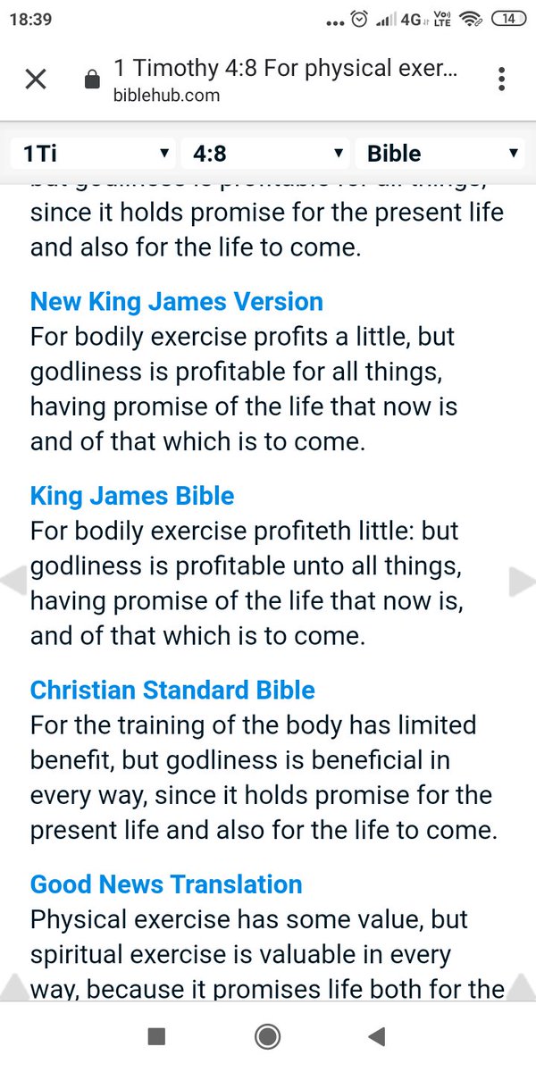 "For bodily exercise profiteth little: but godliness is profitable unto all things, having promise of the life that now is, and of that which is to come"The holey world of Jesus didn't value exercises or fit bodies. The olympics would be banned very soon.There was more.3/n
