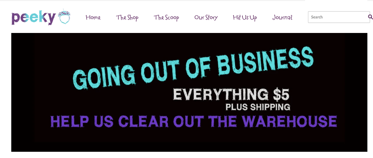 PeekyD's tweet photo. COVID-19 is a BIOTCH, and we have to close.  Plz help us close up shop, by enjoying $5 per item pricing on EVERYTHING.  Plus shipping.  Thanks for loving @peekyD @peekydesigns.  Til we meet again…. https://t.co/7DrIWxuvLk https://t.co/sWHTODERYS