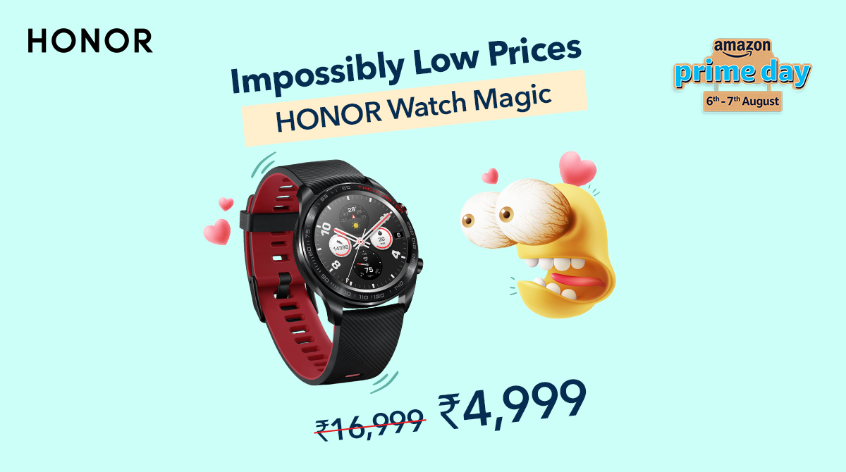HiHonorIndia's tweet photo. You won’t believe your eyes when you see this impossibly low price! #HONORWatchMagic at flat 4,999 only on Amazon Prime Days Sale! Its time. Buy now: https://t.co/xTfhFIyInW https://t.co/2gSVV1p72r