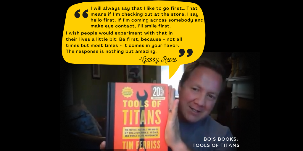SkyePoint's tweet photo. Bo’s August book selection: Tools of Titans. How many situations do we find ourselves in where we have the opportunity to fix or enhance a relationship but chose not to? Dare to be first. Pick a moment to be brave and challenge yourself to be first. #BosBooks #DareToBeFirst https://t.co/TDKeuxOtCZ