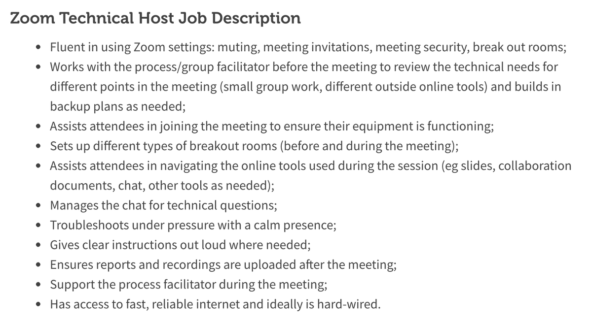 Zoom Technical Host Job Description: