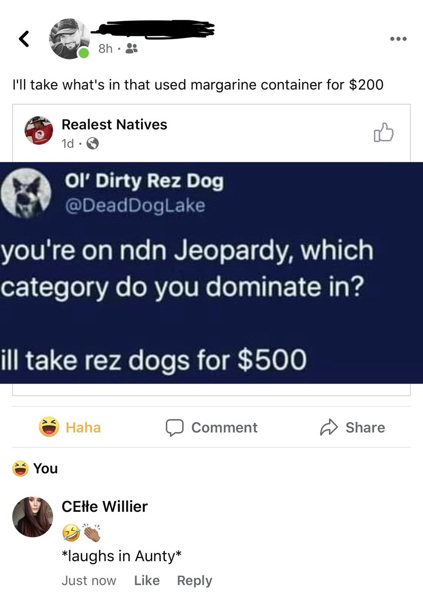 CLWillier's tweet photo. Native humour is the best #NativeTwitter #nativejokes #aunty https://t.co/opEYcvFwa1