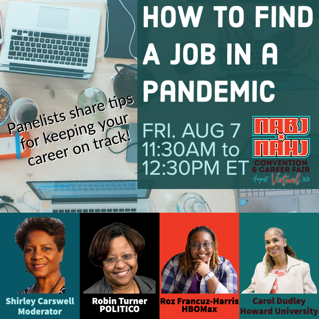 How the hiring process has changed in a pandemic. 11:30 am ET today! #journalismmatters #NABJNAHJ20 #nabjnahj2020 Featuring Carol Dudley of @HowardU_MJF, @RozTheRecruiter of @hbomax and Robin Turner of @politico. @HowardU @HowardUAlumni @HUABJ