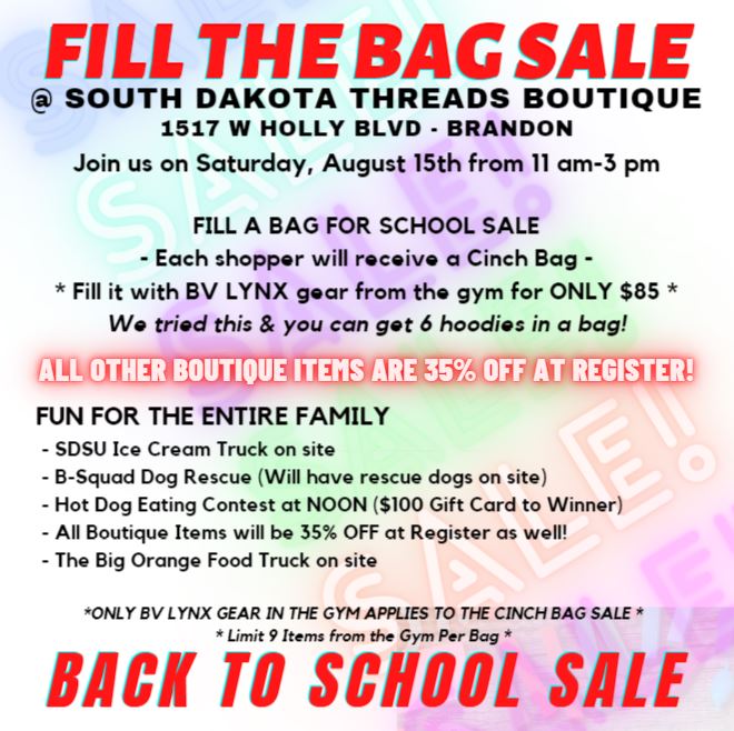 AmbushLLC's tweet photo. FILL A BAG SALE @ South Dakota Threads Boutique - August 15th! - https://t.co/NdlP6QalZC https://t.co/dFsdRD1PF2