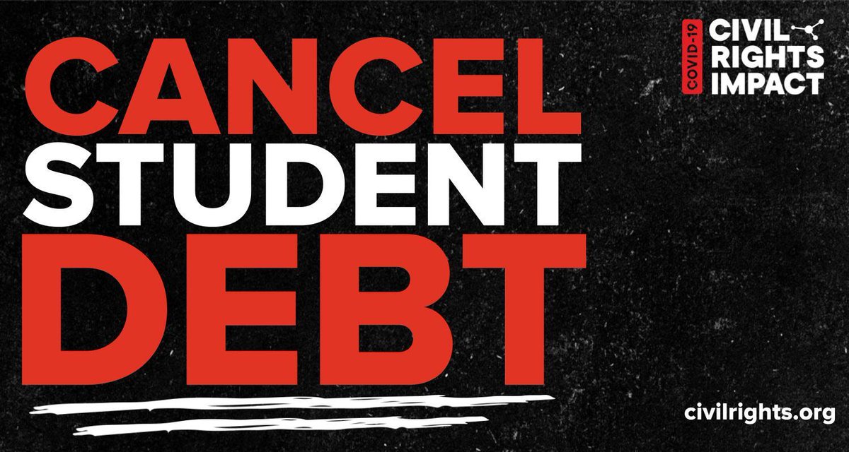 Graphic says "Cancel student debt" in large bold letters.