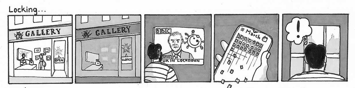 <a href="/PrintmakerJim/">J.Barnes: Printmaker</a> has created some completely fantastic comic strips reflecting on the pandemic. More of these will be on display at the 'Through the Locking Glass' exhibition at the studio (15-30 Aug) - can't wait!

More info: thestudiomorland.co.uk/locking-glass