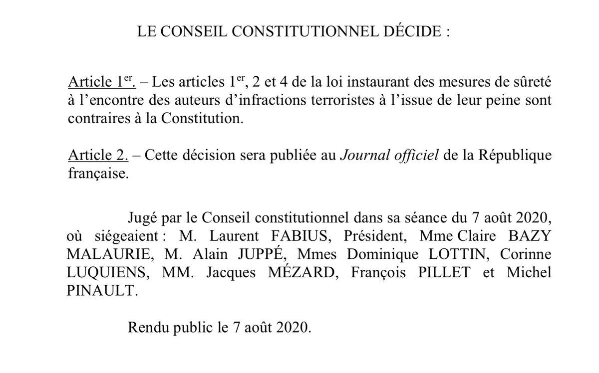 PSchydlowski's tweet photo. Le @Conseil_constit censure l'essentiel de la #pplterro, un 
désaveu cinglant pour @YaelBRAUNPIVET à l'origine du texte. https://t.co/aiAyPc7hnS