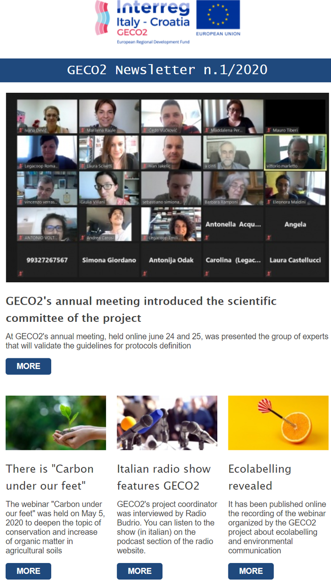 CIHEAMBari's tweet photo. 📣 @GECO2eu📨#Newsletter n.1/2020 👉 https://t.co/cOmJZHgAaj
#GECO2 #project @ItalyCroatia 🇮🇹 🇭🇷
🤝 8 PARTNERS
🎯 ONE MISSION: Set up and test a new voluntary #carbon emissions #market, open to the #farmers of the Adriatic regions of #Italy and #Croatia
https://t.co/dTjXiSlQA0 https://t.co/nlkc9h6aBL