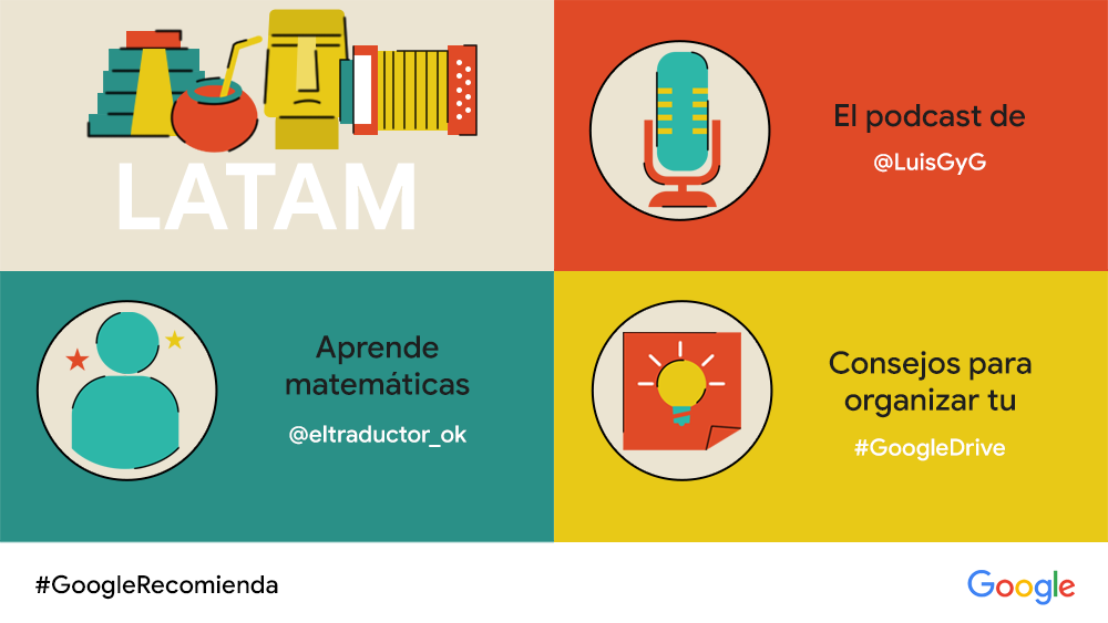 googleespanol's tweet photo. Viernes y te traemos nuestro #GoogleRecomienda 🙌

🎙️ El podcast de @LuisGyG → https://t.co/X9SD3r0Un9

🔢 Aprende matemáticas con el canal de @eltraductor_ok → https://t.co/N1WTNA7LUP 

📂 Estos consejos para organizar tu #GoogleDrive → https://t.co/Ejsiyfy5xY https://t.co/ha7vR9fpzq