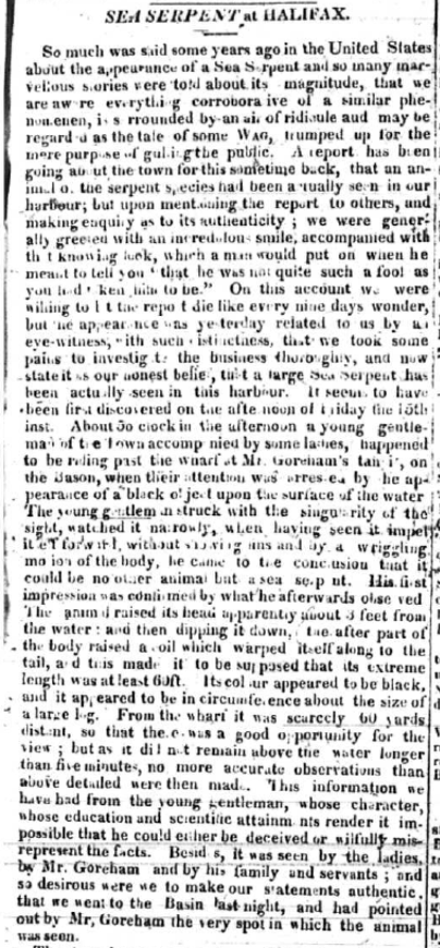NS_Archives's tweet photo. What better way to celebrate National Sea Serpent Day than reading about Halifax's own 60ft monster that appeared in the Harbour in 1825? https://t.co/d5v6dytfNd