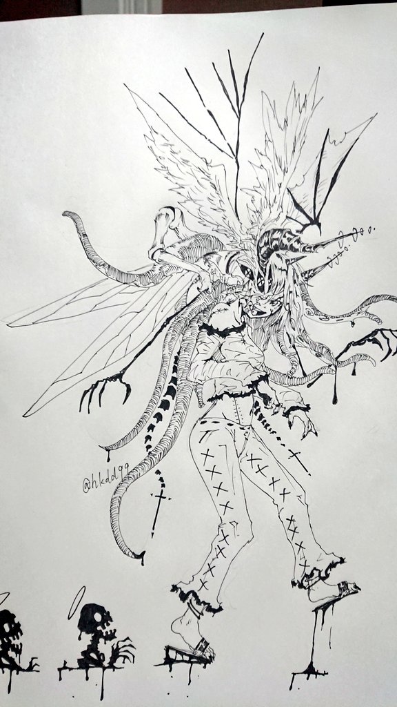 #人外版深夜の真剣お絵描き60分一本勝負
お題異形頭 