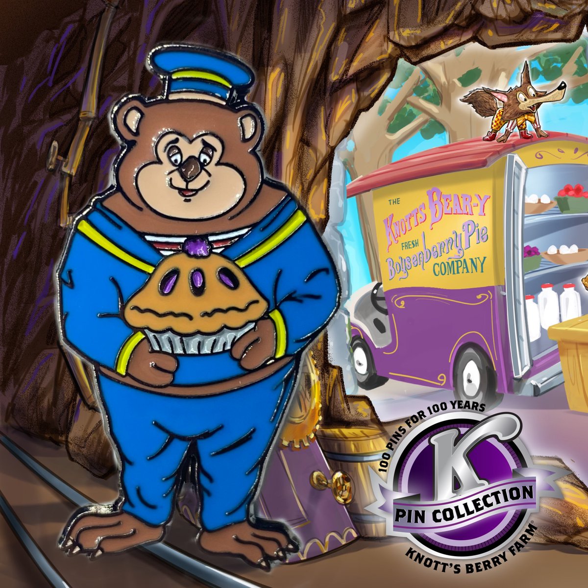 Knott S Berry Farm On Twitter Knott S Bear Y Tales Return To The Fair Finds Our Resident Bears Still Working At The Pie Factory This Brand New Collector Pin Features Boysen Beary Knott S 100th Series - roblox farm world bear