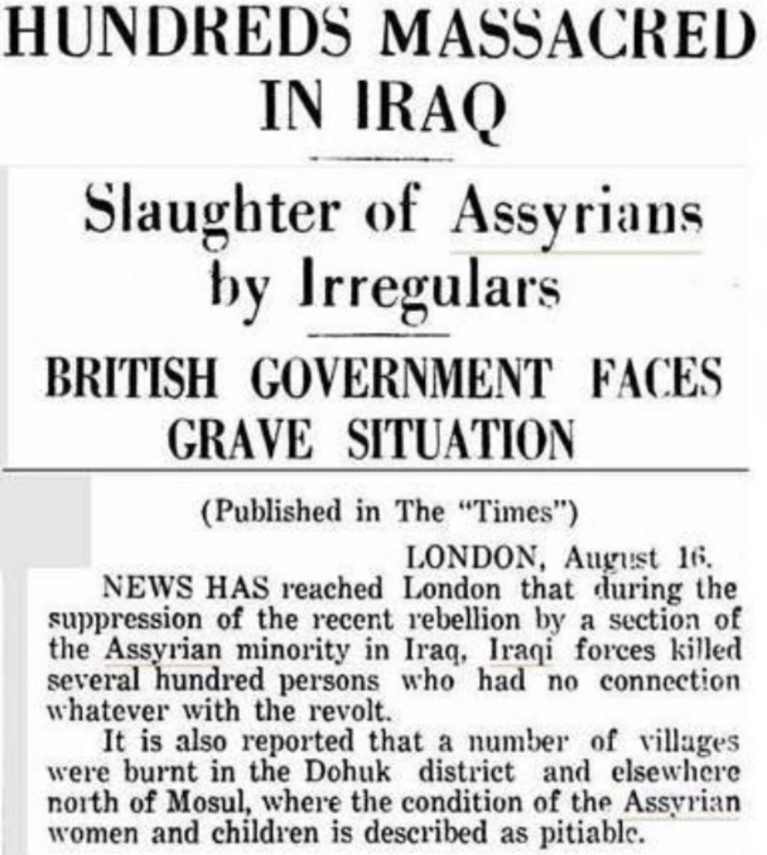 By August 9th, the Kurdish tribes along with the Arab tribes of Jabour & Shammar began carrying out attacks. Nearly 60 villages were looted and/or destroyed, hundreds of girls were raped, and all the men were turned in to the Iraqi Royalist’s forces, who executed them on site.