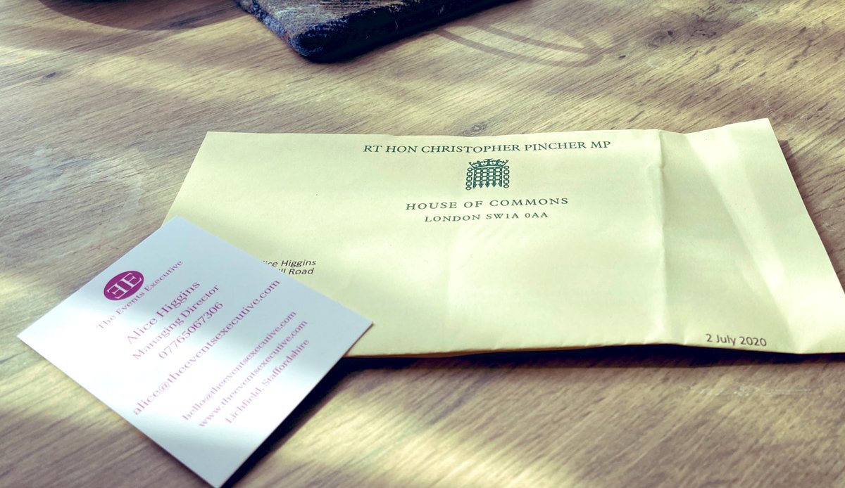 Thanks to our local MP @ChrisPincher for taking the time to reply to my concerns about the situation involving the events and wedding industries and for agreeing to raise it with <a href="/RishiSunak/">Rishi Sunak</a> and the other relevant departments. 
#WeMakeEvents #whataboutweddings