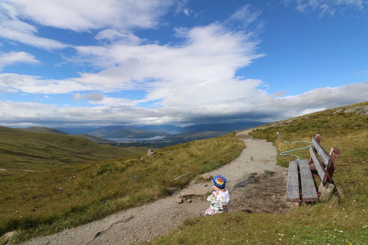OspreyIT's tweet photo. Up on the Nevis range with the wee man watching the mountain bikes 🌞 https://t.co/XEXqCyzprp