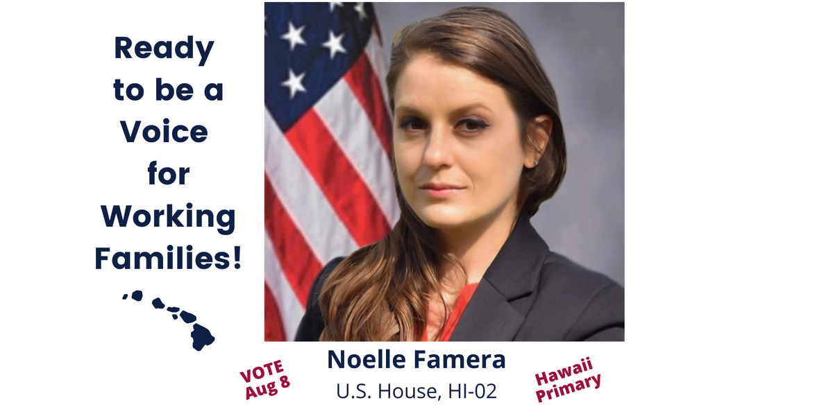 womentowin's tweet photo. “Noelle also believes that every single person should be given an equal chance in America, and is ready to fight tooth and nail to make sure that happens.” If you want to see her on the ballot in November, VOTE tomorrow, Saturday, August 8. 
#noelleforthewin #NoelleForHI02 https://t.co/SbfXmndOT3