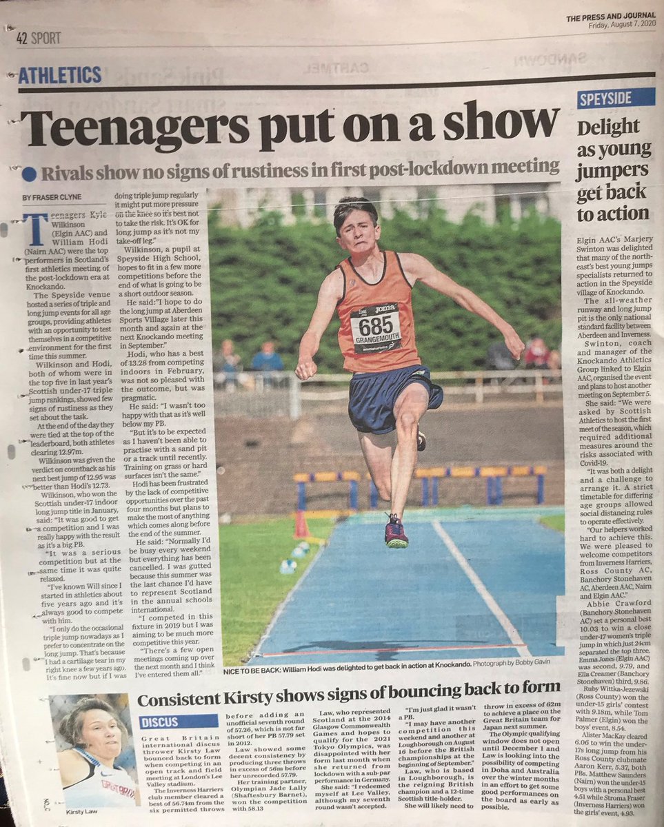 scottishathletics (@scotathletics) on Twitter photo BACK IN ACTION
Good to see <a href="/PandJSport/">P&J Sport</a> <a href="/clynerunning/">Fraser Clyne</a> focus Knockando - example for small, localised, event-specific meets to return to competition
Thanks Officials + volunteers
<a href="/SALDevelopment/">SALDevelopment</a> <a href="/nairnaaac/">Nairn Athletics Club</a> <a href="/ElginAAC/">Elgin Amateur Athletics Club</a> <a href="/BancStoneAC/">BSAC</a> <a href="/AberdeenAAC/">Aberdeen Amateur Athletic Club</a> <a href="/InvHarriersAAC/">Inverness Harriers</a> <a href="/RossCountyAC/">Ross County AC</a> <a href="/nsstone12/">Nick</a> BACK IN ACTION
Good to see <a href="/PandJSport/">P&J Sport</a> <a href="/clynerunning/">Fraser Clyne</a> focus Knockando - example for small, localised, event-specific meets to return to competition
Thanks Officials + volunteers
<a href="/SALDevelopment/">SALDevelopment</a> <a href="/nairnaaac/">Nairn Athletics Club</a> <a href="/ElginAAC/">Elgin Amateur Athletics Club</a> <a href="/BancStoneAC/">BSAC</a> <a href="/AberdeenAAC/">Aberdeen Amateur Athletic Club</a> <a href="/InvHarriersAAC/">Inverness Harriers</a> <a href="/RossCountyAC/">Ross County AC</a> <a href="/nsstone12/">Nick</a>