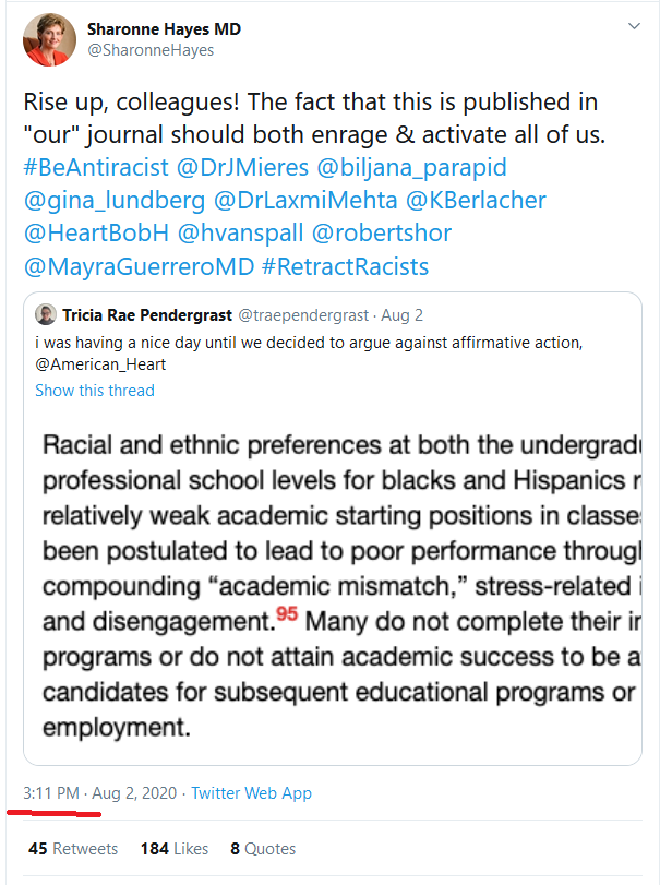 18/ Its a complete and total lie based on a dishonest twisting of what Dr. Wang said. @SharonneHayes picked up on  @traependergrast tweet and decided to spread the lie around and told her colleagues to "rise up" against the paper. This is SHOCKINGLY bad behaviour. I'll explain: