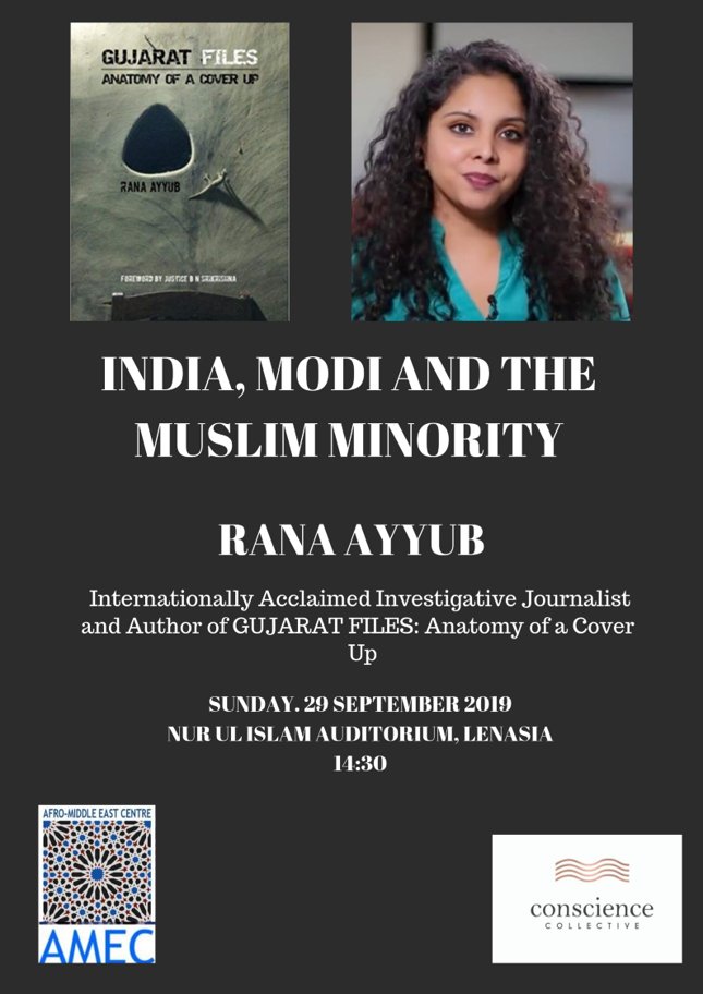 leaving in Europe. She also became a member in Afro Middle East Center where she hosted some programs for her book which is "Gujarat Files". She in returns got lot of funds which is nowhere mentioned but we got success to get access to that.