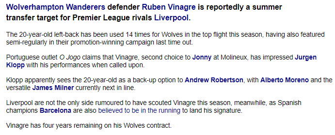 Infact, Jurgen Klopp was so impressed with his performance, it restarted the Vinagre to Liverpool links, which first appeared in April 2019.He apparently saw Ruben as a future prospect to replace Andy Robertson. That's high praise from a coach who certainly knows talent.