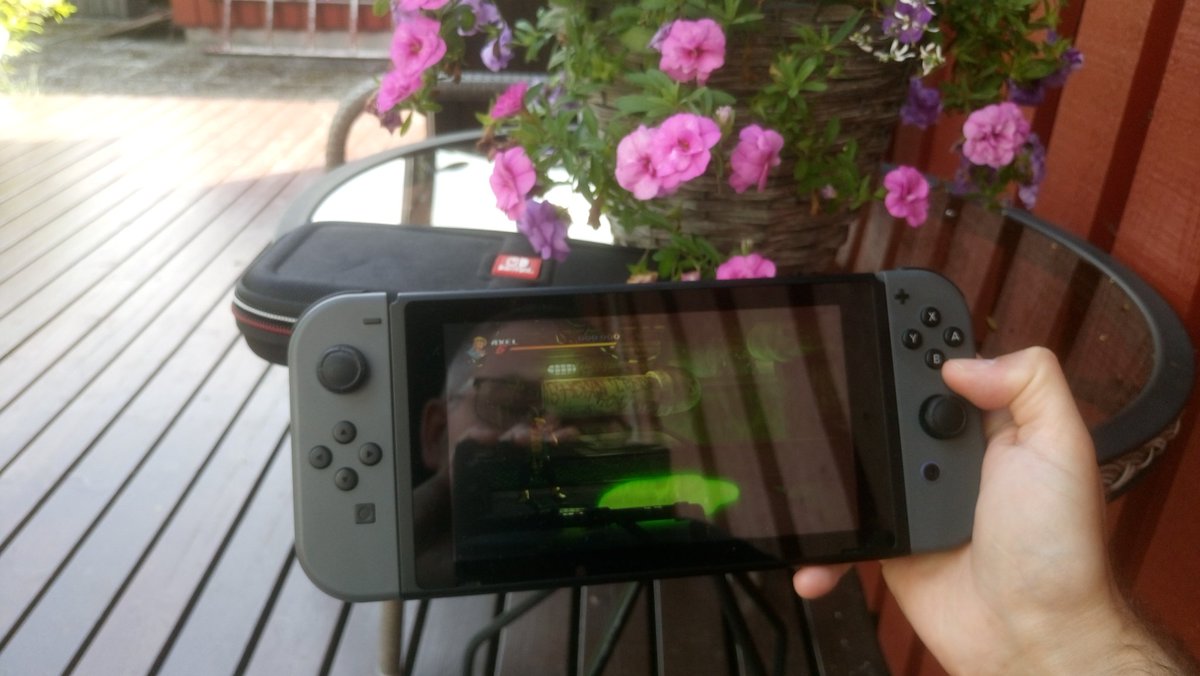 SwedishGamester's tweet photo. #NowPlaying: #StreetsOfRage4 for #NintendoSwitch in #PortableMode sitting #outside in the #shade. Its a #HotSummerDay but there's a nice #CoolBreeze going on so it could be worse. My #parents are #CoolingOff at the #lake but because of #CoronaVirus we can't all sit in the #boat. https://t.co/kKmSTBZzm5