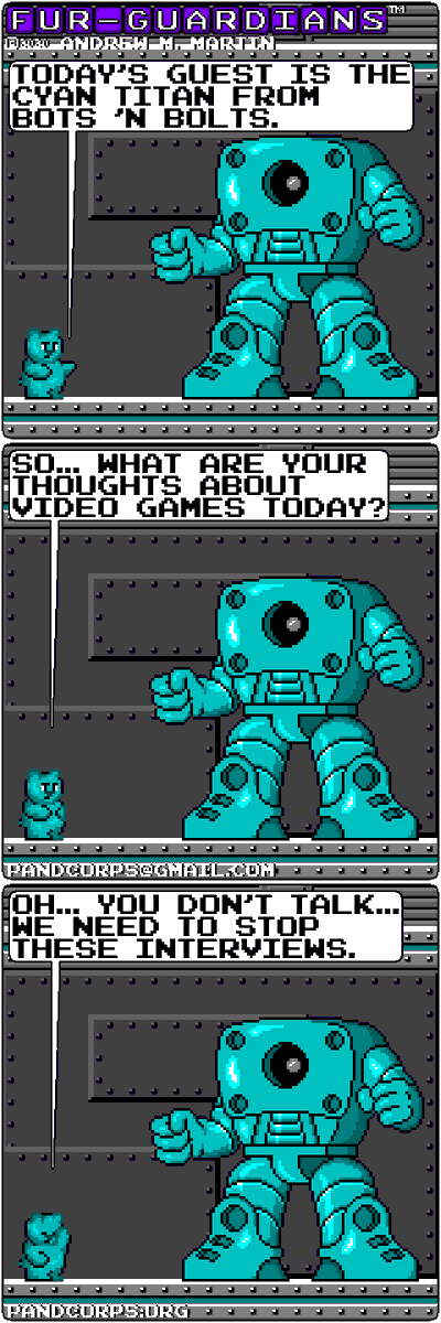 pandcorps's tweet photo. #pixelart Bruin meets the Cyan Titan of Bots 'n Bolts #gamedev #indiedev https://t.co/cMEAZWbpB3