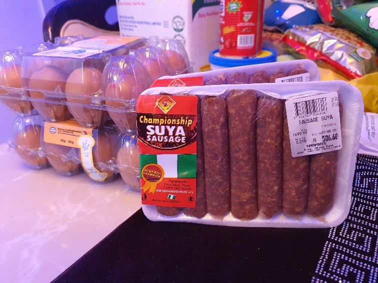 Champion Suya Sausage - made in NigeriaEggs - Funtuna farmsCanned Tomato - Erisco food