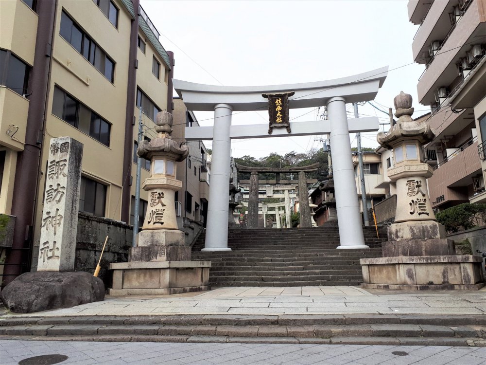 31/61Governor Nagano had begun his meeting with city officials at a concrete shelter near Suwa Shrine. Six miles above, the sky was lined with clouds. Above them, whirred Bockscar and its 2 companions. The clouds kept the radars dangerously unaware of the death above.