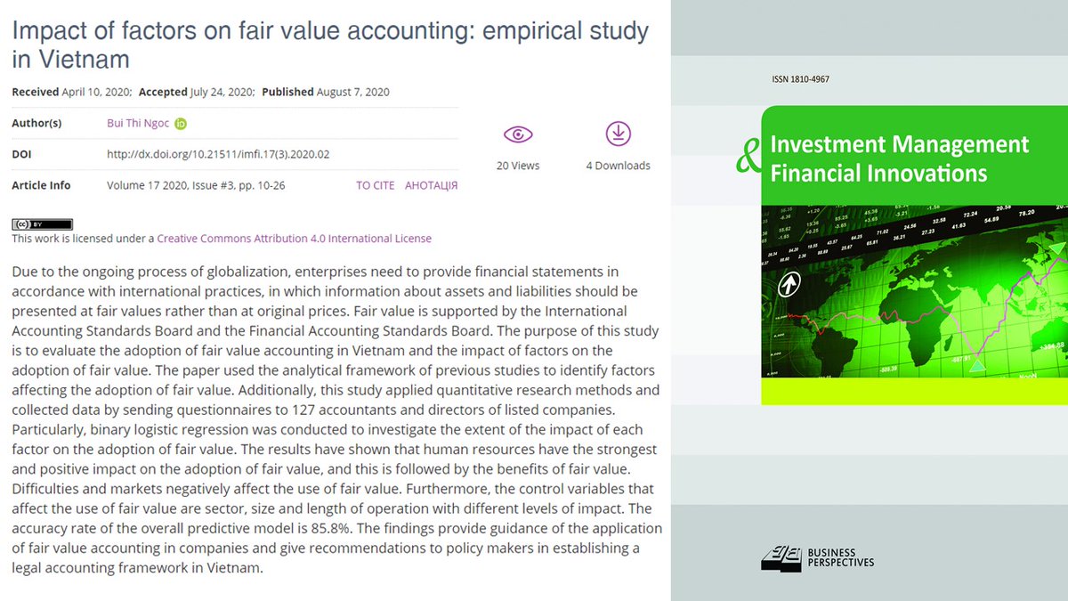 imfi_journal's tweet photo. ➡ Impact of factors on fair value accounting: empirical study in Vietnam
🔗https://t.co/iYRMrp7Lkj
👤Bui Thi Ngoc
#IMFI https://t.co/p4fzOxyUIB