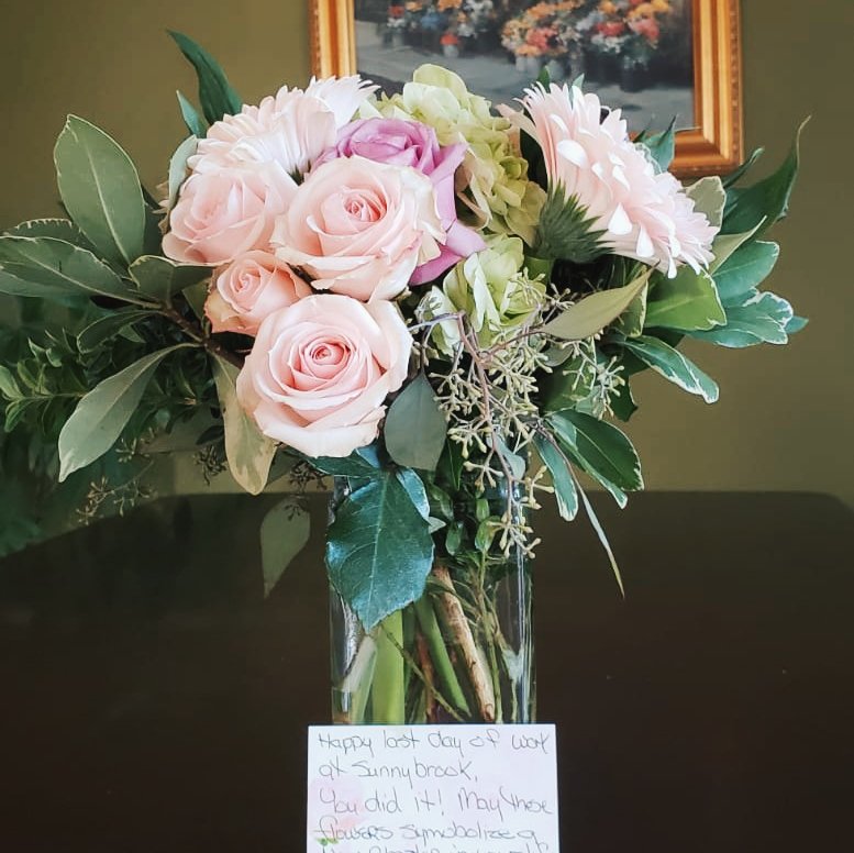 A lovely surprise on my last day at Sunnybrook as full-time staff. 🥰  Looking forward to this next chapter and ready to put my best foot forward #backtoschool. Until then you can find me relaxing, reading, and catching up with loved ones!