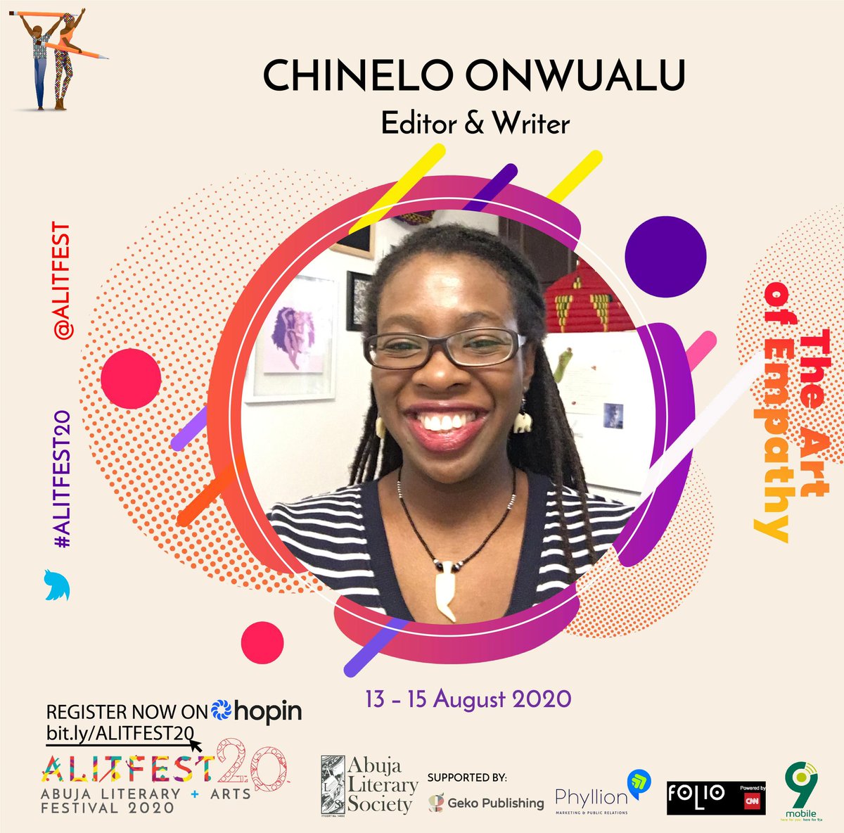 alitfest's tweet photo. Chinelo Onwualu (@chineloonwualu) is a writer and editor. She’s the co-founder of Omenana (@OmenanaMag).

Her writing has been featured in Slate, Uncanny Magazine &amp; Strange Horizons.

Catch her on #ALitFest20 from 13 - 15 August.

#ALitFest #ALitFestGuests #TheArtOfEmpathy https://t.co/Cuov6dpWsH