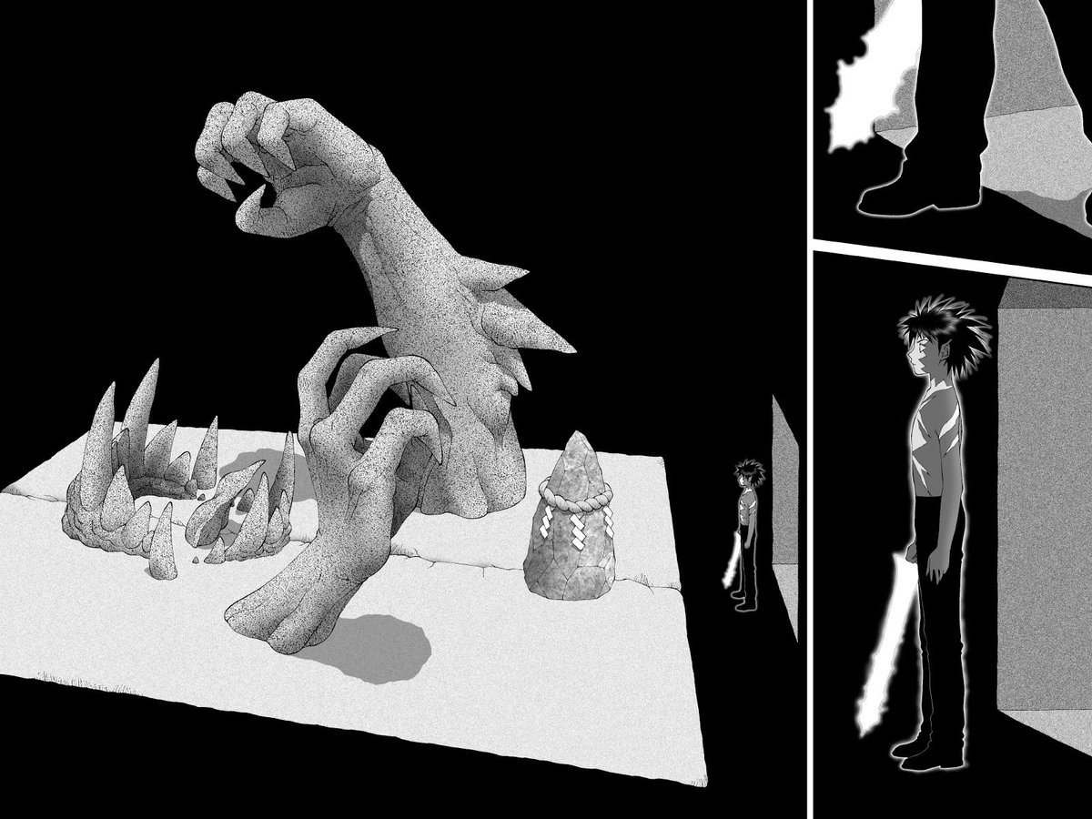 オイラの単行本「かごめかごめ」から
台詞フキダシ擬音無し絵その,57
ほとんどのページに悪あがき修正をしています
閉じ込められた鬼のシーンのバック…真っ黒にした方が効果があるからで決して時間が無くて手抜きしたわけじゃないのです_φ(。_。*)ヵキヵキ