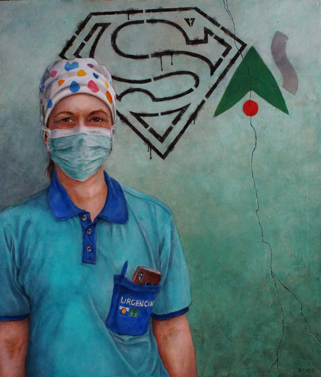 DoctorSITHo's tweet photo. LA GRIETA. Grafito y óleo sobre tabla. Homenaje a los sanitarios de la pública, que han tenido que defender nuestra salud sin los recursos necesarios, exponiéndose y aguantando el temporal.

Autor: Bernardo Reyes https://t.co/9xfsSQbNcR