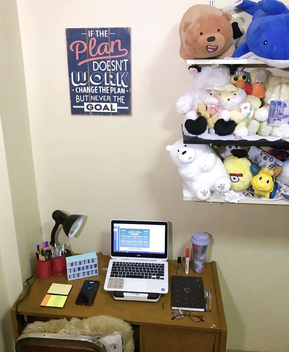 krishamariec's tweet photo. Stuff Toys: "FEU ka ba?"
Me: "Bakit?"
Stuff Toys: Kasi TAMARAW na ibigin kita? YIEEE
.
My study from home essentials includes my laptop, pen capsule, efficascent oil (lakas maka tita),post-its, study lamp (yes, willing magpuyat para sa bayan 🇵🇭),water(better be hydrated y'all) https://t.co/MkGKqX8i6Z