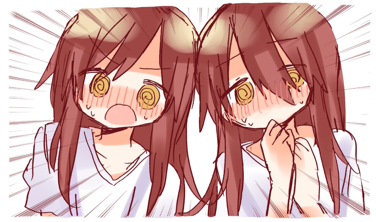 大崎甘奈 ,大崎甜花 「!!!!!!!!!!!!!!!! 」|こゆびう丼のイラスト