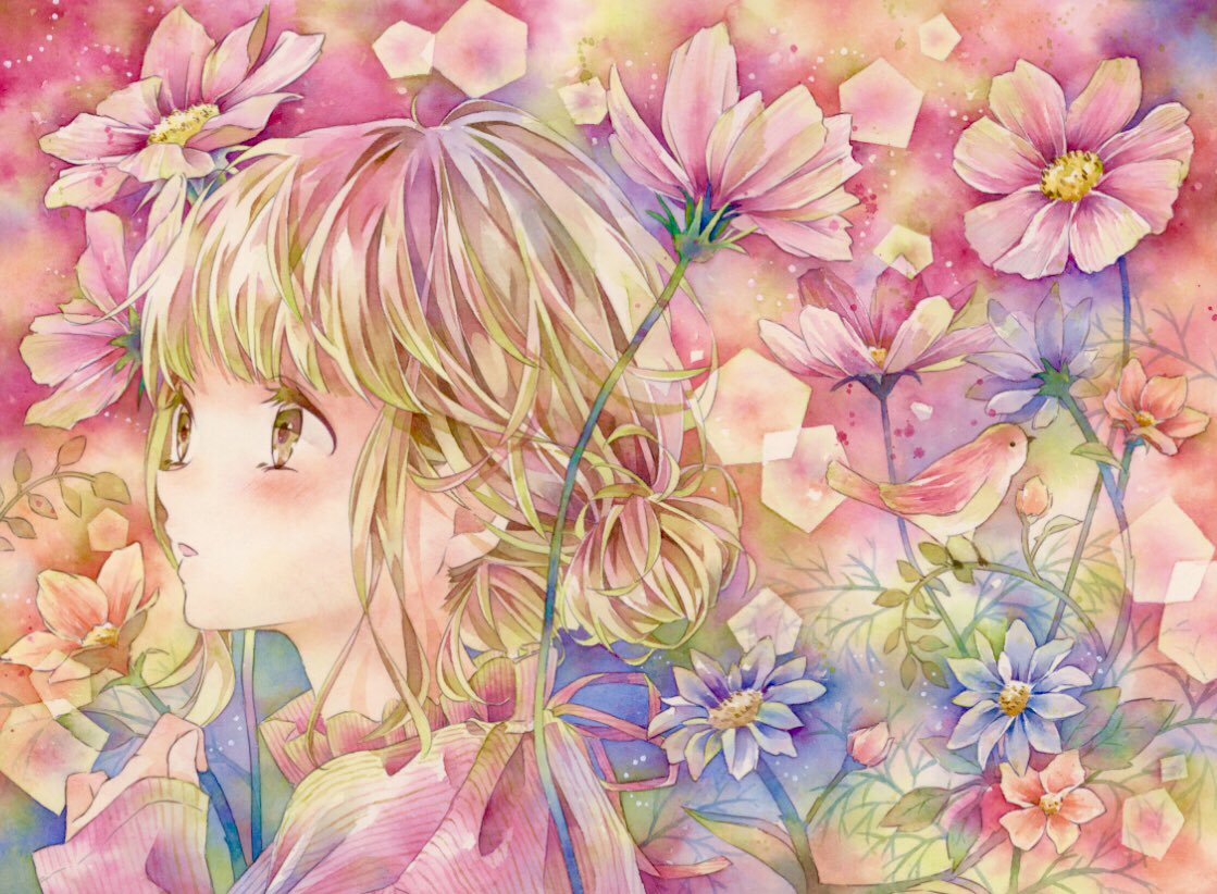 お花描くの大好き ブワアア 花の日なので花の作品をブワアアって載せる 透明 優子鈴 ゆこりん のイラスト お花描くの大好き ブワアア 花の日なので花の作品をブワアアって載せる 透明 優子鈴 ゆこりん のイラスト