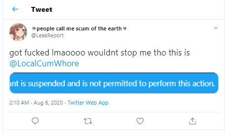 Member Blasts On Twitter Update Leakreport Same Person Who Ran Suspended Localcumwhore Is Fine With Asking People To Report The Account So Please Do So Get Another Of Their Accounts Taken Down - person who ran suspended localcumwhore lrohrbach79roblox on twitter i managed to report abuse Member Blasts On Twitter Update Leakreport Same Person Who Ran Suspended Localcumwhore Is Fine With Asking People To Report The Account So Please Do So Get Another Of Their Accounts Taken Down - lrohrbach79roblox on twitter i managed to report abuse