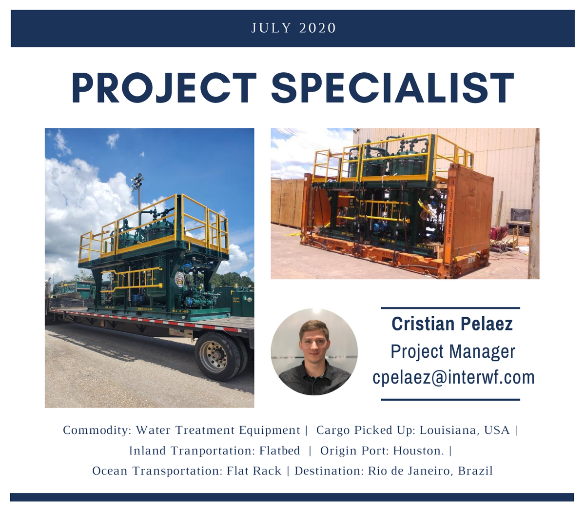 CargoRachel's tweet photo. Interworld Freight USA Handle Water Treatment Equipment
https://t.co/bwaQhfwCCn
@InterworldFreig
#cargoconnections #freightforwarding #cargo #freight #logistics #USA #watertreatment #water #Louisiana #HoustonPort #Brazil #trucking #shipping #shipment #seafreight https://t.co/rxn2uW0qBZ