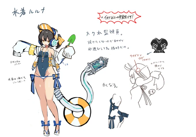 次のイベントで登場するユニットのキャラデザを一足先に公開しちゃうよー!今回登場するのは水着姿のルルナさんとラオさん!ピリコもいっしょに砂遊びしたい!ラオさんはすっごく印象が変わって、キレイなお姉さんって感じだね! #ラスピリ 