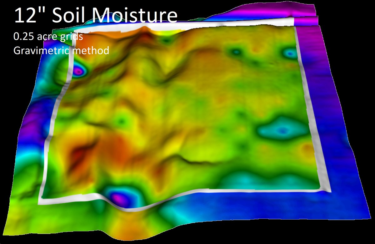michaeldunnCCA's tweet photo. Multi-year analysis of #NDVI actually had a respectable correlation to gravimetric moisture (0.55) at 1/4 acre grids, but the 3D overlay illustrates why we still prefer zones based on high resolution #Soil data to reduce ambiguity.
#BeyondNDVI #PrecisionAg #Imagery https://t.co/o8pGarCKlK