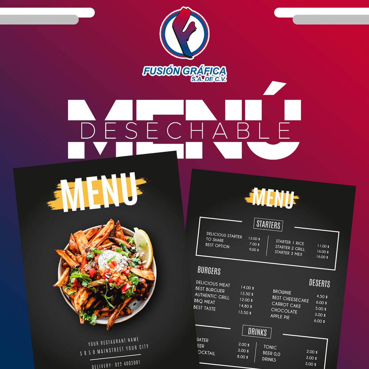 fusiongraficamx's tweet image. Ofrece a tus clientes una experiencia única y confiable🤝
Imprime tus menús desechables con nosotros, te brindamos la más alta calidad de materiales y el mejor servicio😉
-
¡Solicita tu cotización!
👉 fusiongrafica.com.mx
☎️(81) 24740036
-
#ventas #negocios #imprenta #MTY