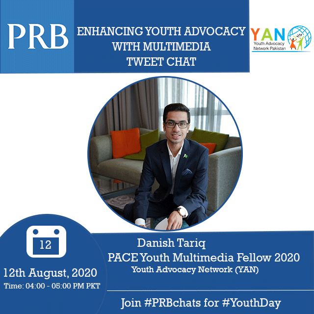 danisht07's tweet photo. Celebrate #IYD2020 by joining @PRBdata &amp; @YANSRHR on Wed, August 12 from 4pm-5pm PKT for an exciting Twitter chat on how digital storytelling &amp; multimedia can enhance youth advocacy &amp; policy engagement! 
#PRBchats #YAN4IYD20 #YouthDay https://t.co/T40fuKHH1h