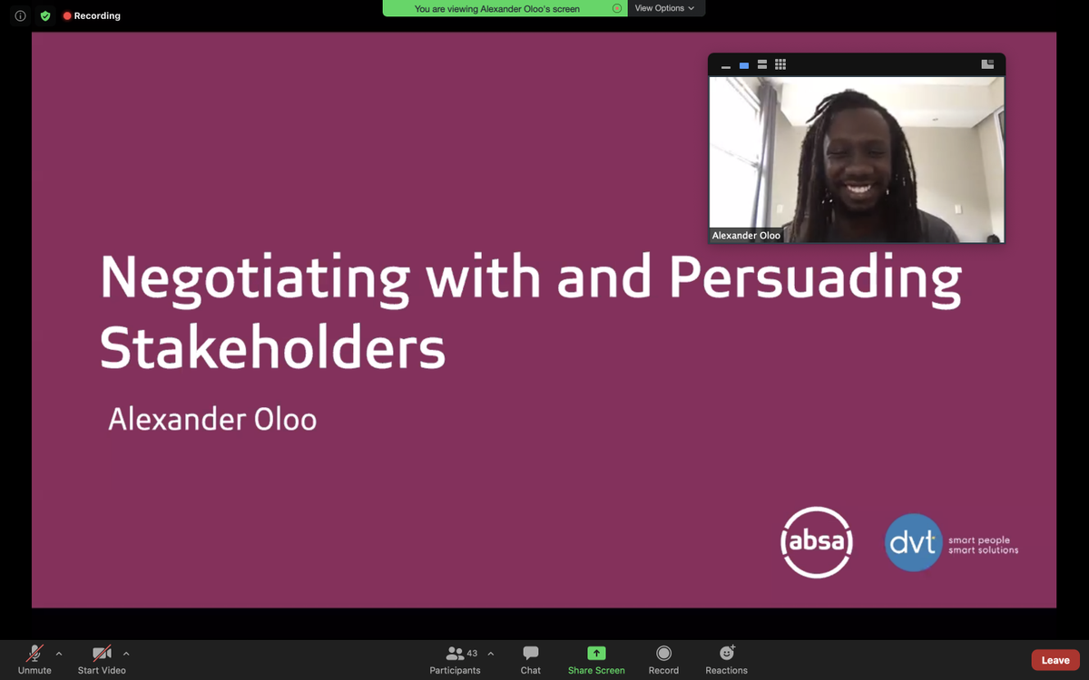 DVTSoftware's tweet photo. @Alekcz is up next in our #DesignForum discussing practical techniques to negotiate with stakeholders to get a table at the seat. #uxdesign https://t.co/VyzVkNNmMz