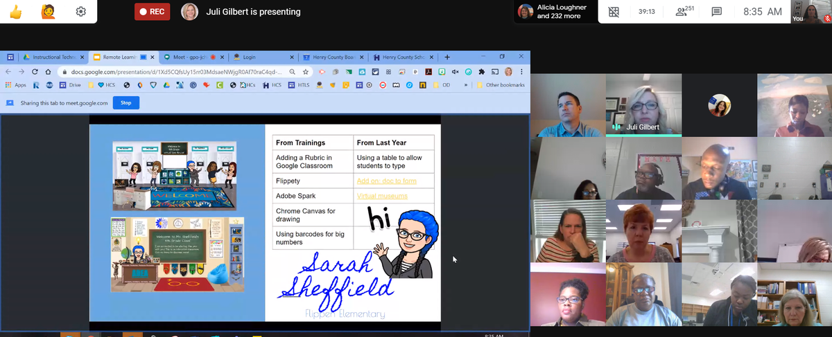 BrittanyWare12's tweet photo. Our Elementary Smackdown session is underway!  Love hearing and seeing teachers share about what they learned in virtual PD this week!  We are exhausted, but it is a good exhaustion!  @ITS_HCS #WeveGotThisHenry #ExpectExceptionalHCS #HCSRemarkableRemoteLearning https://t.co/JOkhSGR9f9