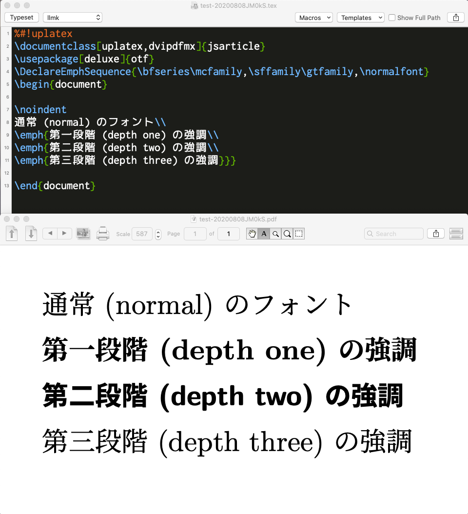 wtsnjp's tweet image. こんなことが標準でできるようになっていたのか．ええやん．しゅごい．
#TeXLaTeX #pLaTeX