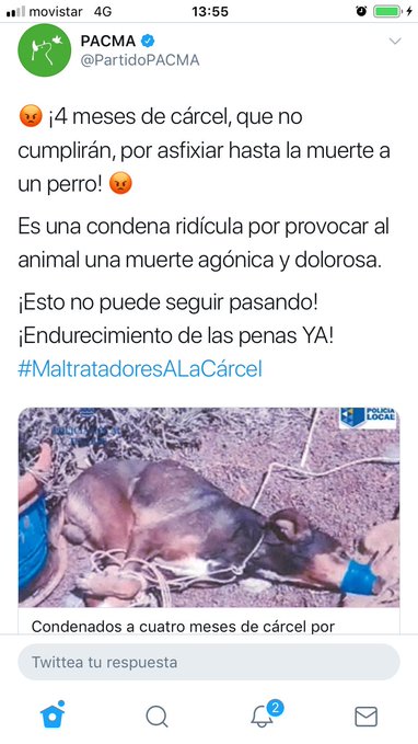 Hola <a href="/noticias_cuatro/">Noticias Cuatro</a>  <a href="/informativost5/">Informativos Telecinco</a> <a href="/sextaNoticias/">laSexta Noticias</a> <a href="/A3Noticias/">Antena 3 Noticias</a> <a href="/telediario_tve/">Telediarios de TVE</a>  espero deis la noticia en los informativos, no solo twitts, EN LA TV!, y lo hagáis con toda la condena, repulsa y ansias de que el maltrato animal sea ya considerado un gravísimo delito de cárcel.