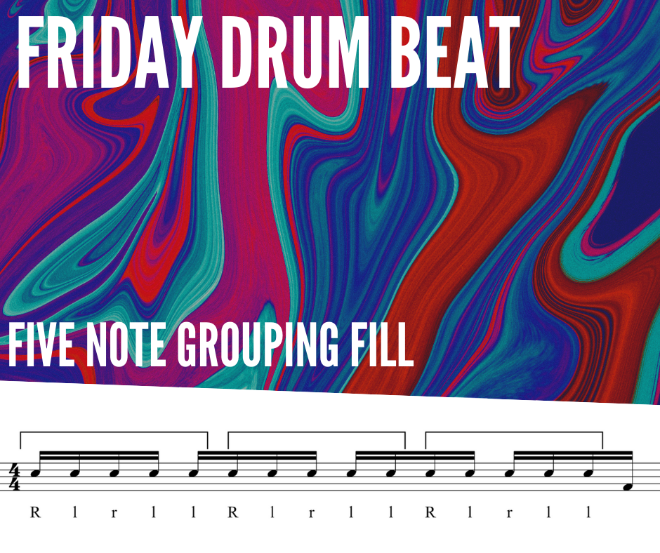 TotalDrummer's tweet photo. FRIDAY DRUM BEAT This is a fun fill using groups of 5 over 16th notes. Get used to it and orchestrate around the kit for some unusual phrasing. #drumfill #friday #drummer https://t.co/MZf1uA9dcm